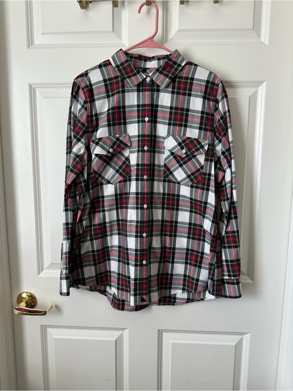 Untuckit For Her Button Up Shirt Size 14 Tartan Plaid MOLLY Long Sleeve Cotton